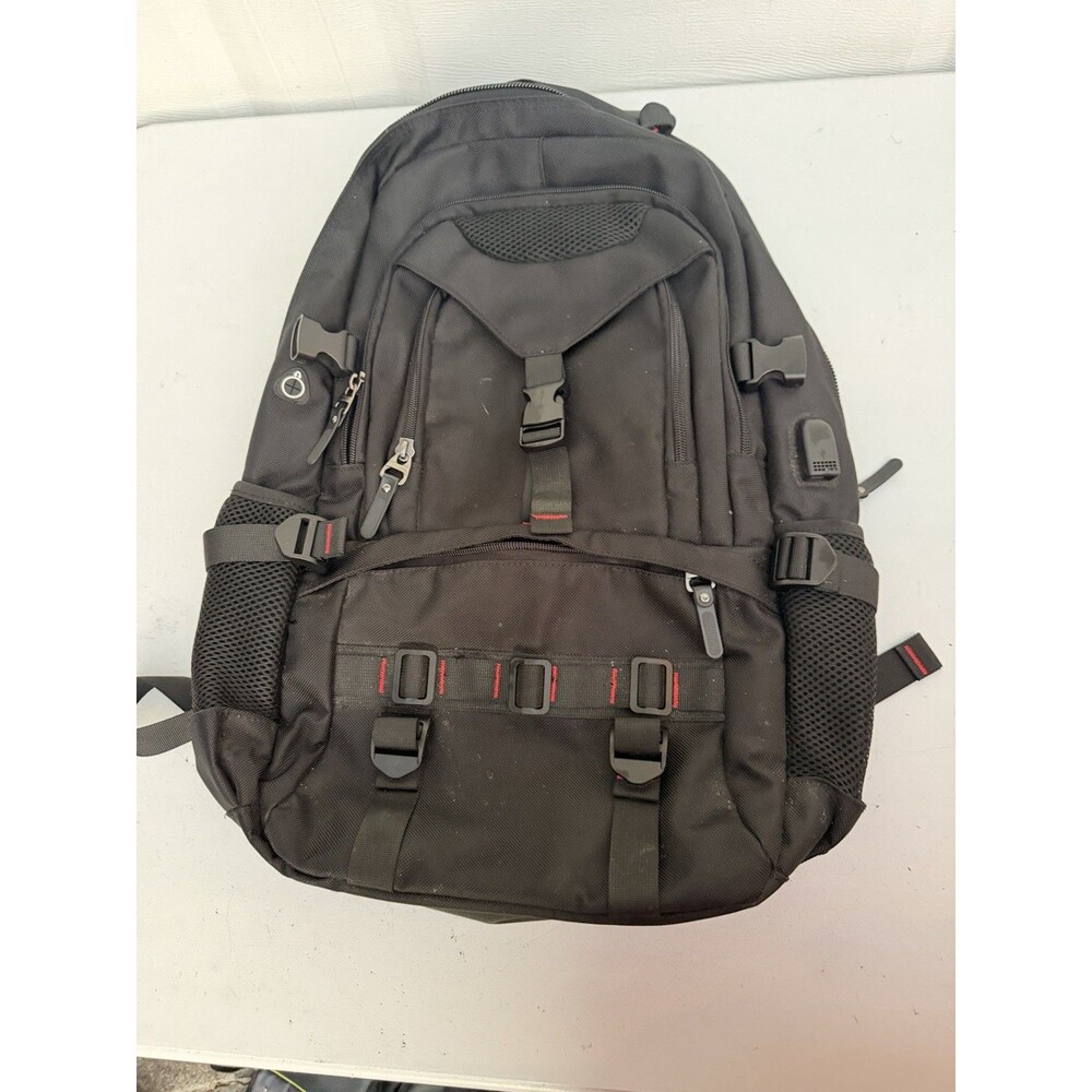 Black Laptop Backpack USB Charging Port Travel Business Tech Multi Pocket Bag
